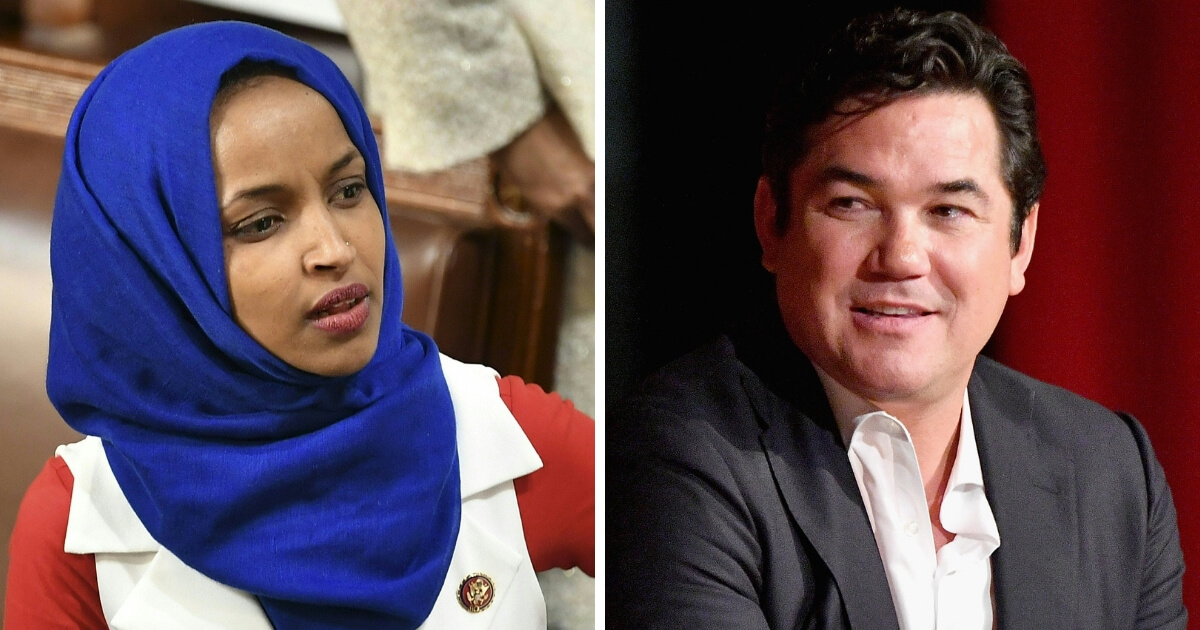 Democratic Rep. Ilhan Omar of Minnesota, left, and actor Dean Cain, right