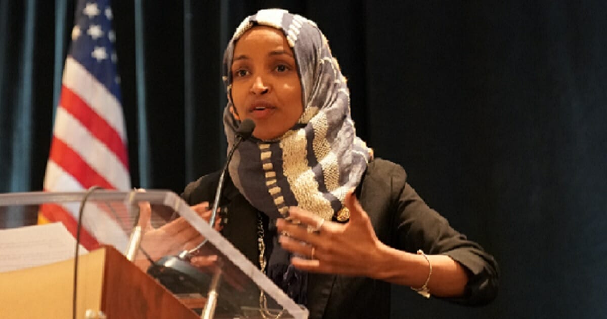U.S. Rep. Ilhan Omar addresses a reception of the Council on American Islamic Relations in January in Alexandria, Virgina.