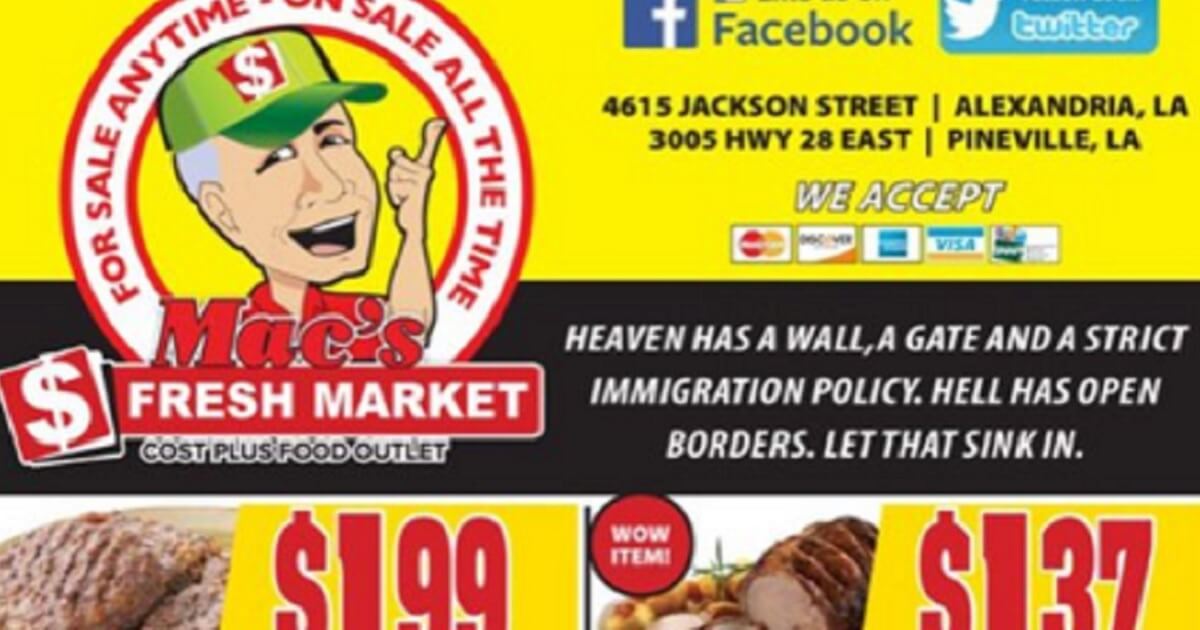 A supermarket mailer had a message about immigration open-borders advocates didn't want to hear.