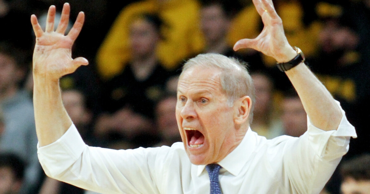 Head coach Jim Beilein of the Michigan Wolverines reacts to a call against the Iowa Hawkeyes on Friday at Carver-Hawkeye Arena.