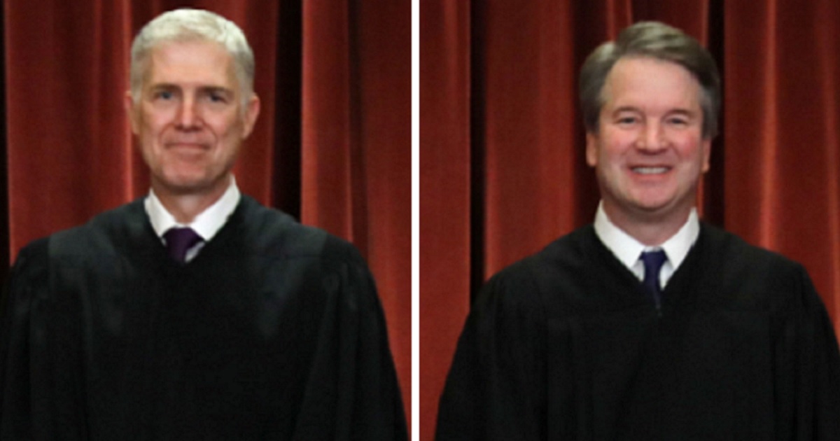 Justice Neil Gorsuch, left; and Justice Brett Kavanaugh, right.