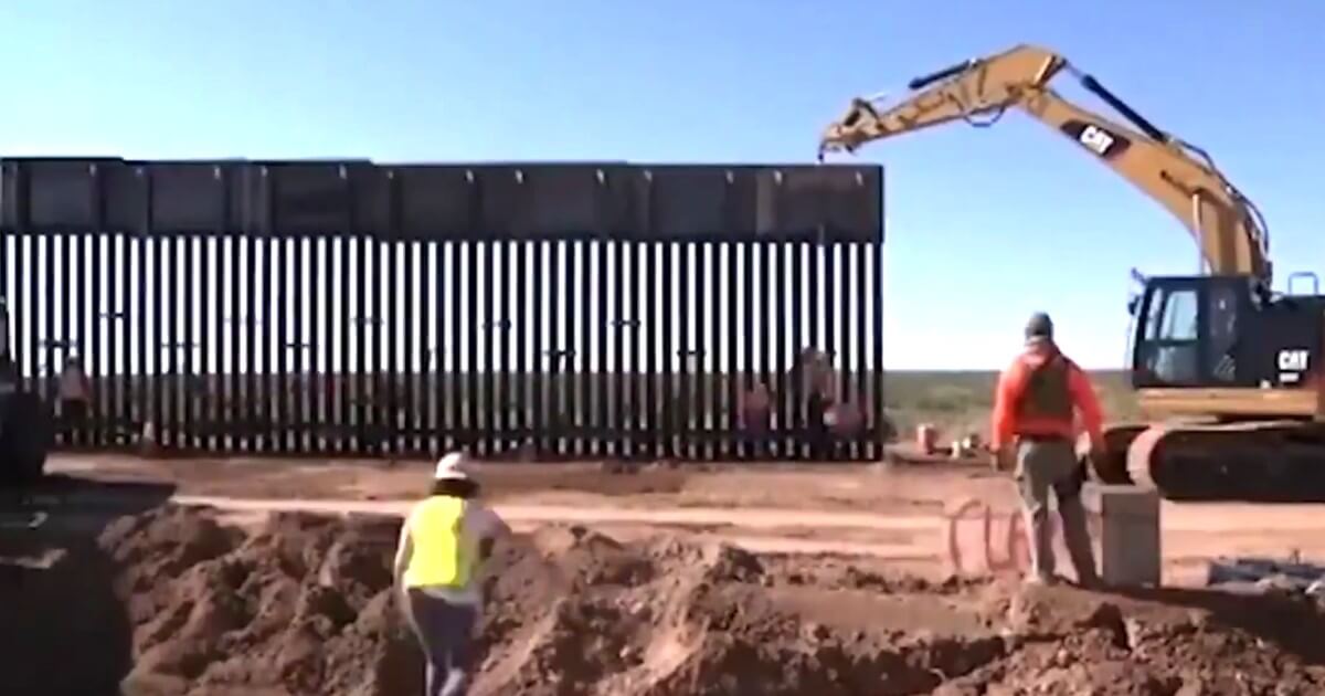 A section of wall goes up along the U.S.-Mexico border.