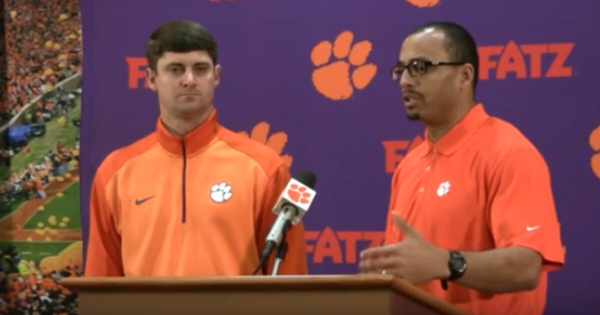 Jeff Scott, left, and Tony Elliot, right, were introduced as Clemson's co-offensive coordinators in December 2014. Each recently received raises that will pay them $1 million per year.