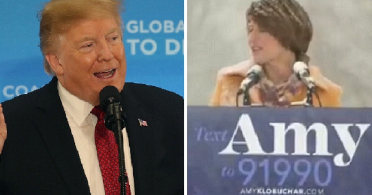 President Donald Trump, left; and Sen. Amy Klobuchar, right.