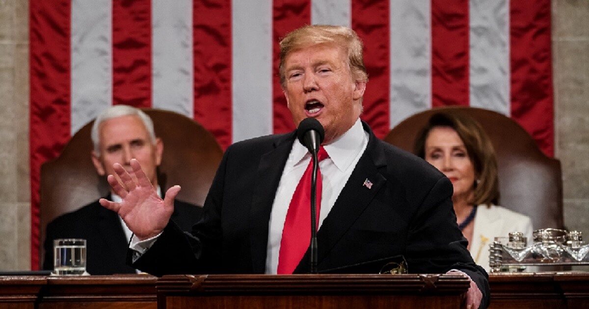 President Donald Trump delivering State of the Union address.