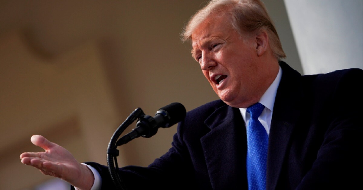 President Donald Trump speaks in the White House Rose Garden on Friday, where he declared a state of emergency as a maneuver to build a wall on the United States border with Mexico.