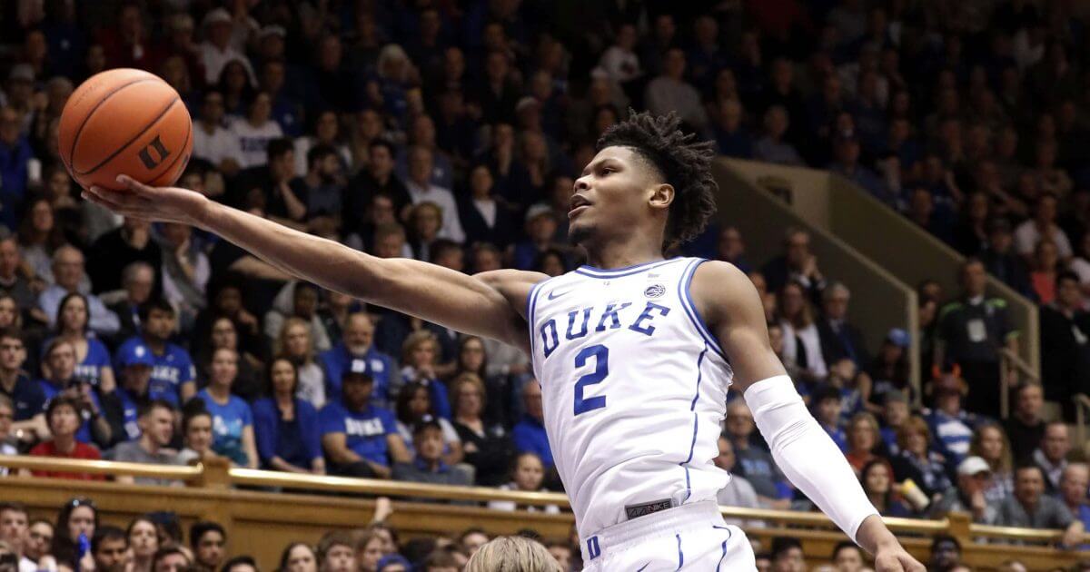 Duke's Cam Reddish drives to the hoop against North Carolina State's Wyatt Walker on Saturday during the second half of their matchup in Durham, North Carolina.