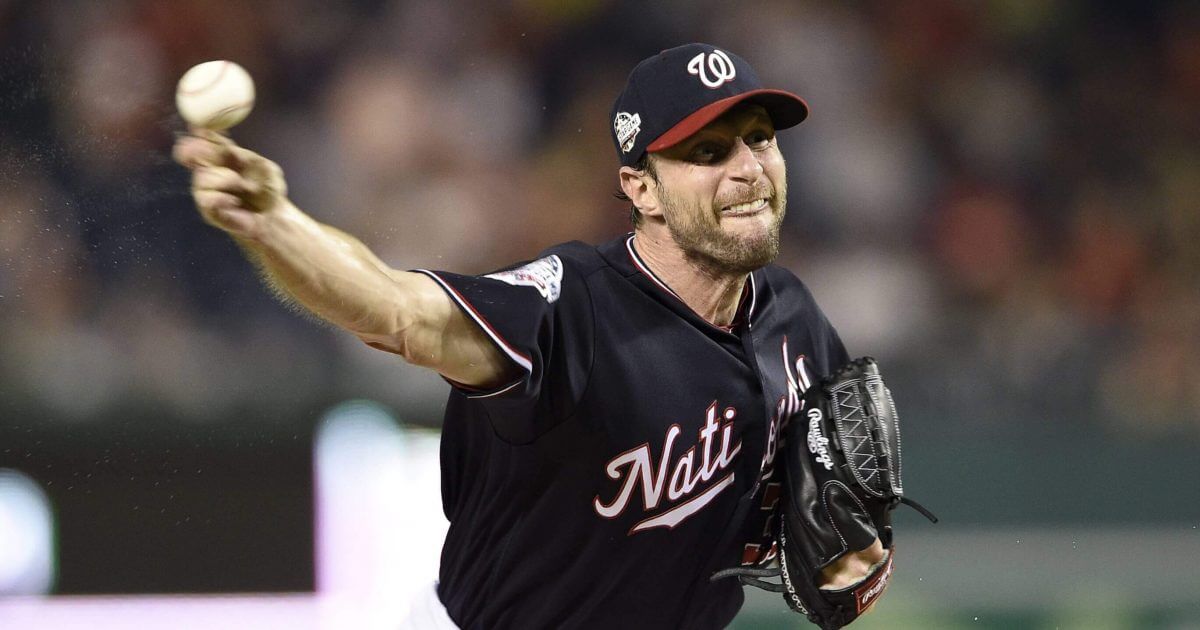 Washington Nationals starting pitcher Max Scherzer delivers during the fourth inning of a baseball game against the Miami Marlins in Washington on Sept. 25, 2018. If the three-time Cy Young Award winner has his way, Major League Baseball's pitch clock will die in the South Florida humidity.