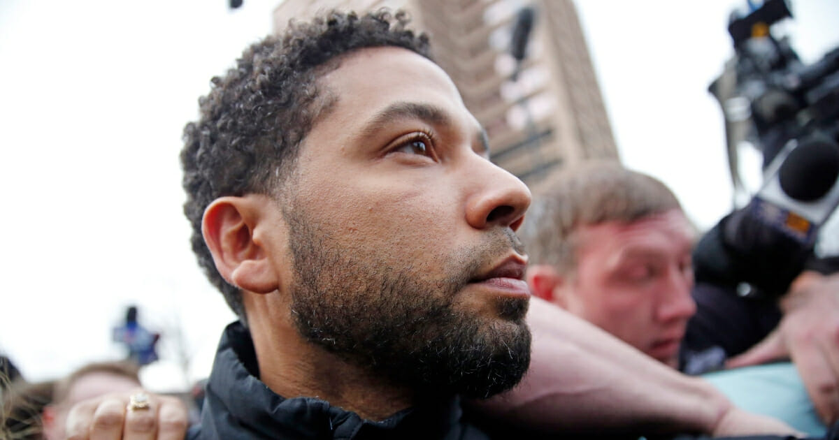 "Empire" actor Jussie Smollett leaves Cook County jail after posting bond on Feb. 21, 2019 in Chicago, Illinois.