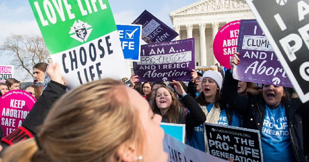 Pro-life demonstrators march outside the Supreme Court building on Jan. 18 at the annual March for Life in Washington.