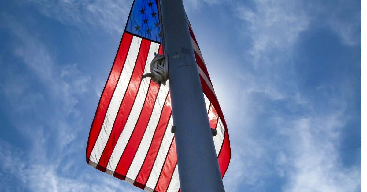 Raising the American flag