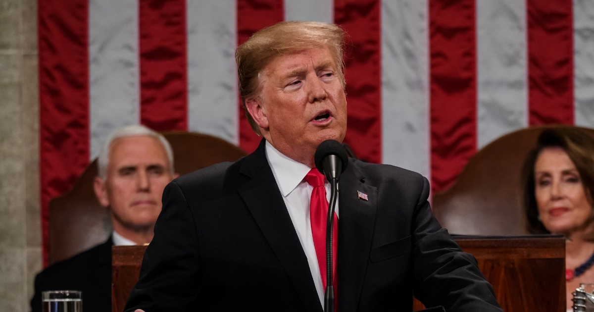 President Donald Trump at delivers State of the Union address.