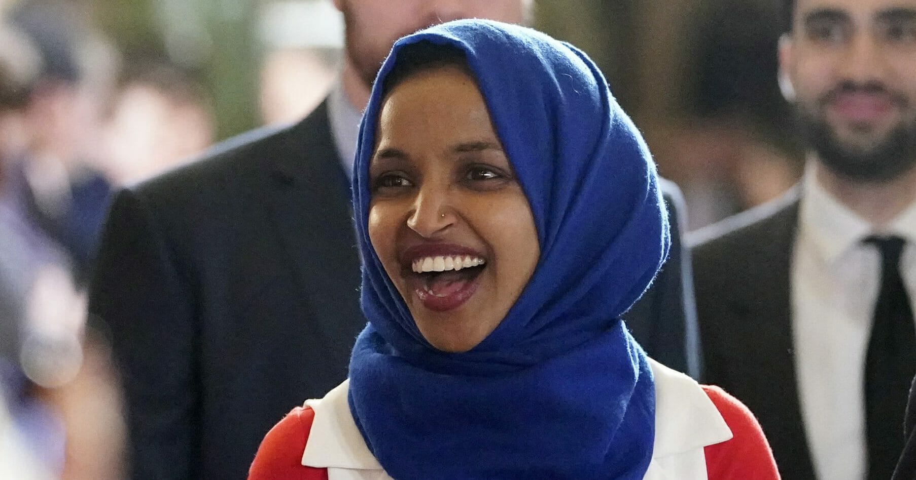 In this Feb. 5, 2019 photo, Rep. Ilhan Omar, D-Minn., arrives for President Donald Trump's State of the Union address to a joint session of Congress on Capitol Hill in Washington.