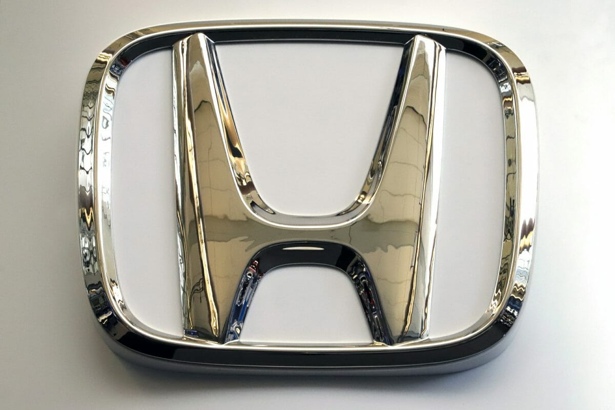 Honda logo on a sign at the 2019 Pittsburgh International Auto Show in Pittsburgh.