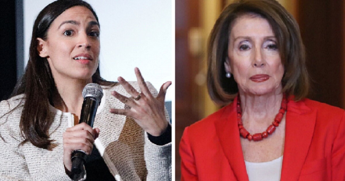 Rep. Alexandria Ocasio-Cortez, left; and House Speaker Nancy Pelos, right.