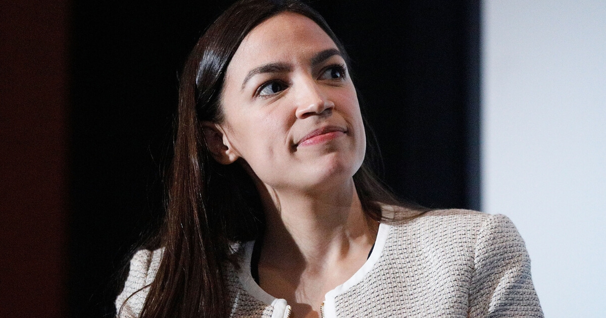 Rep.e Alexandria Ocasio-Cortez on stage during the 2019 Athena Film Festival closing night film, 'Knock Down the House' at the Diana Center at Barnard College on March 3, 2019, in New York City.