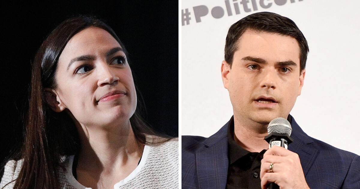 After Democrat Rep. Alexandria Ocasio-Cortez of New York, left, called for "debate," conservative pundit Ben Shapiro, right, hearkened back to the time he offered to debate her.