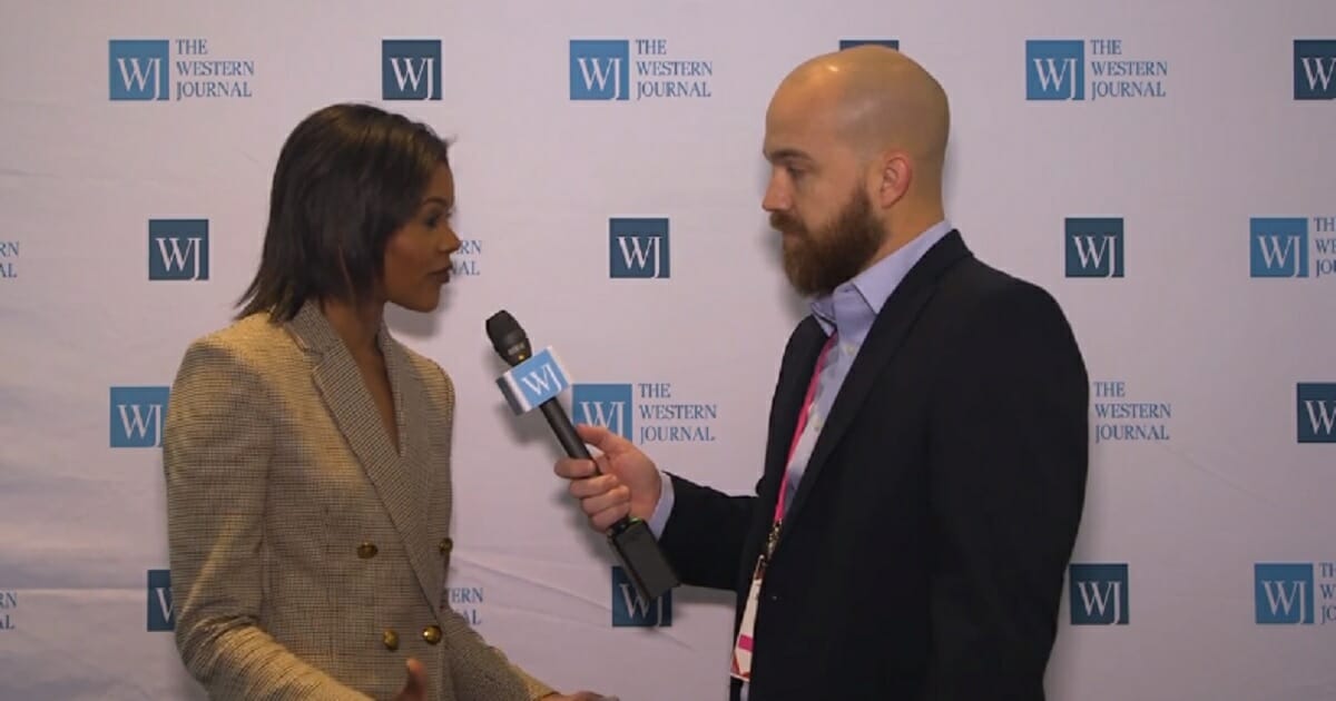 Conservative commentator Candace Owens, communications director for the group Tuning Point USA, talks to Shaun Hair, executive editor of The Western Journal, at the Conservative Political Action Conference last week in National Harbor, Maryland.