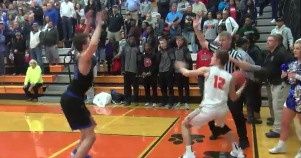 With 0.4 seconds left, Caleb Oswald of Cape Central High School in Missouri threw a full-court heave that a teammate caught and threw in.