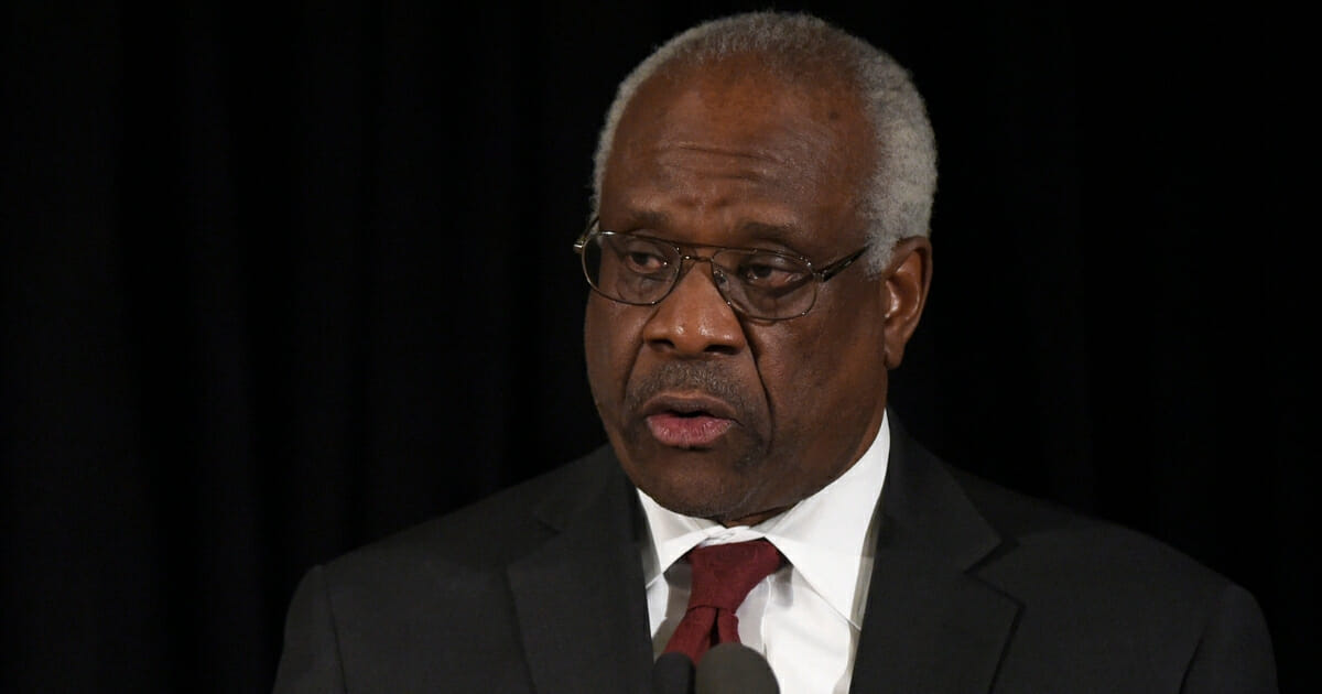 Supreme Court Justice Clarence Thomas speaks at the memorial service for former Supreme Court Justice Antonin Scalia at the Mayflower Hotel March 1, 2016 in Washington, D.C.