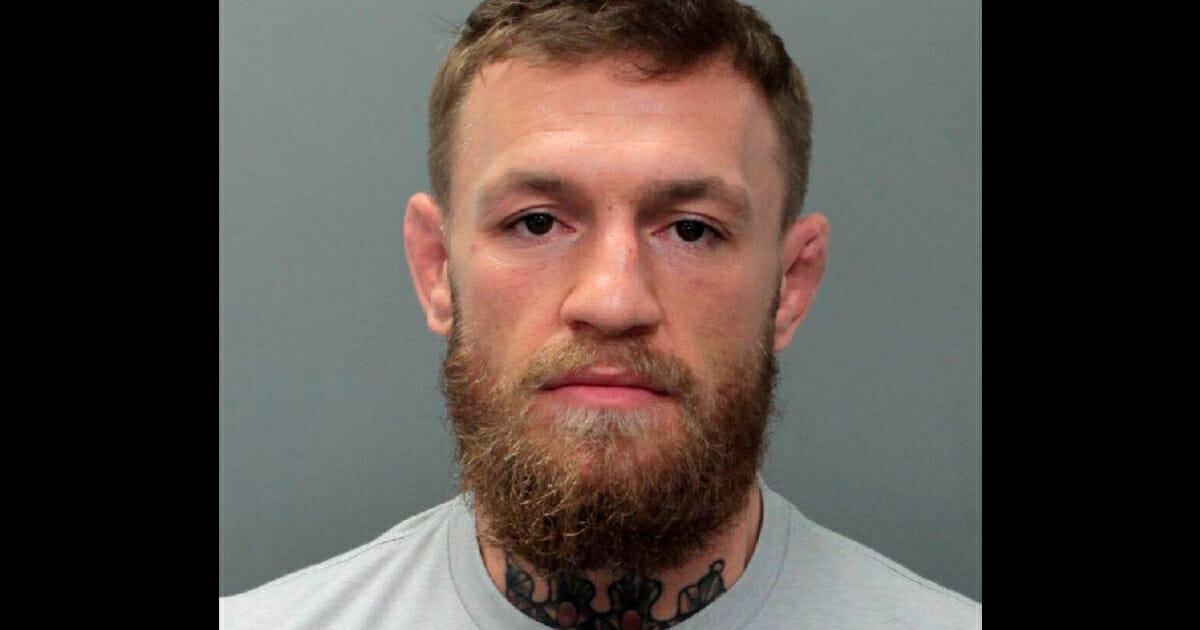 Jail mug of MMA fighter Conor McGregor.