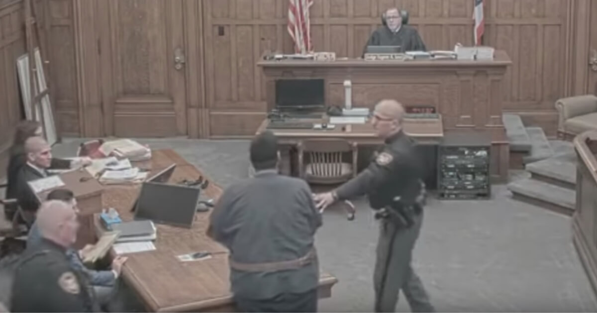 CCTV surveillance camera of Manson Bryant lashing out at Judge Eugene Lucci.
