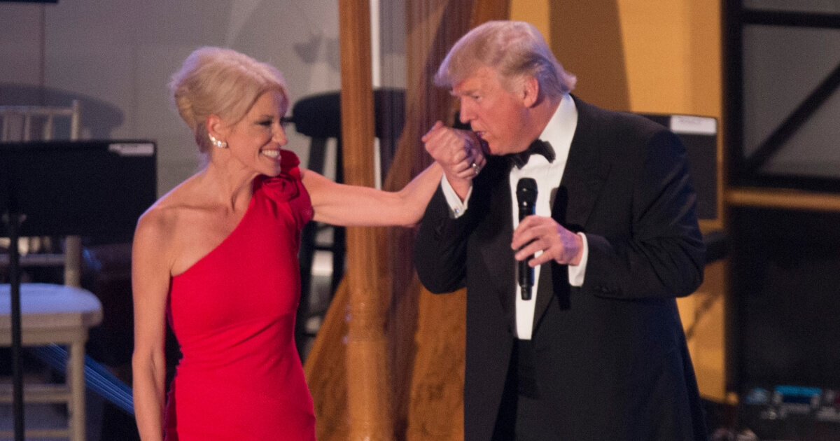 President-elect Donald Trump with Kellyanne Conway at the Indiana Society Ball on January 19, 2017, in Washington, D.C.