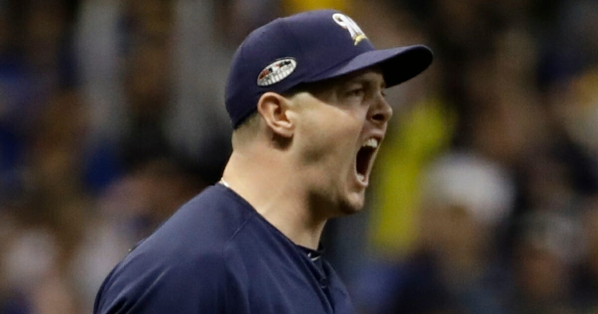 Milwaukee relief pitcher Corey Knebel during the National League Championship Series on Oct. 12, 2018, in Milwaukee.