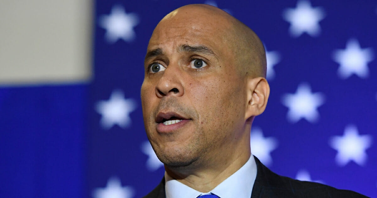 Sen. Cory Booker, D-N.J., speaks at a campaign event at the Nevada Partners Event Center in North Las Vegas, Nevada, Feb. 24, 2019. Booker is campaigning for the 2020 Democratic nomination for president