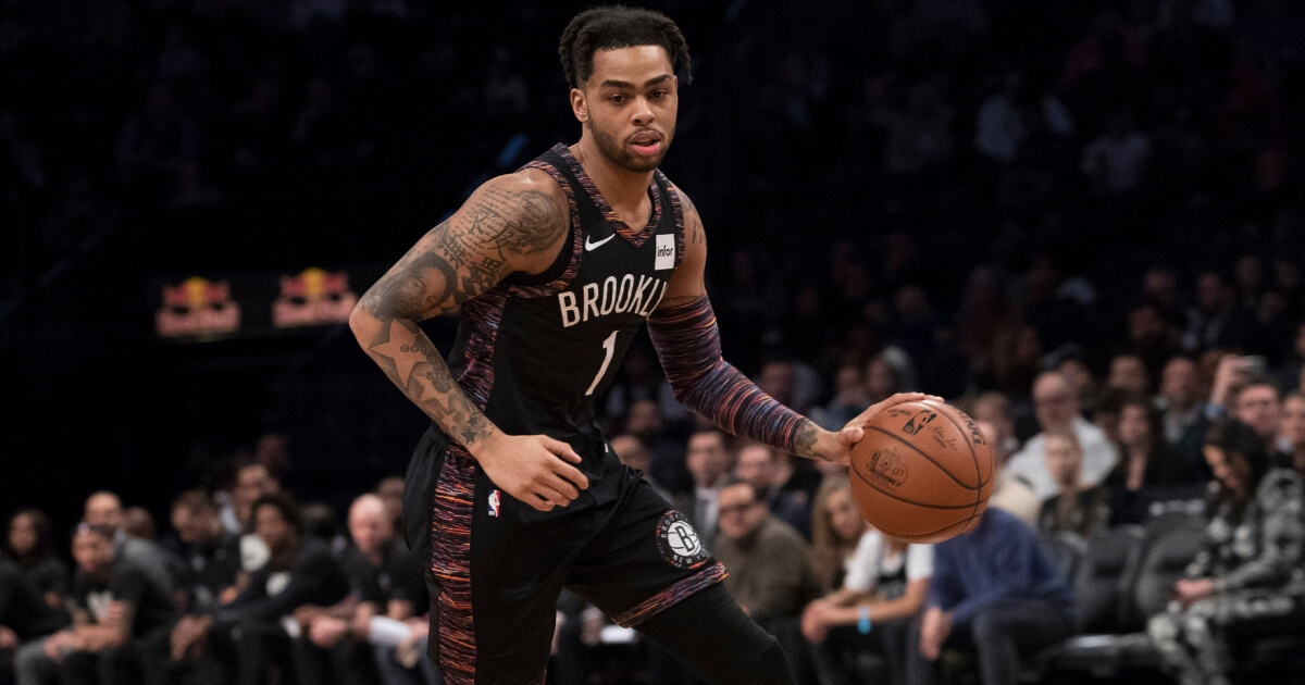 Nets guard D'Angelo Russell, wearing "Brooklyn Camo," during a Feb. 8, 2019, game against the Chicago Bulls.