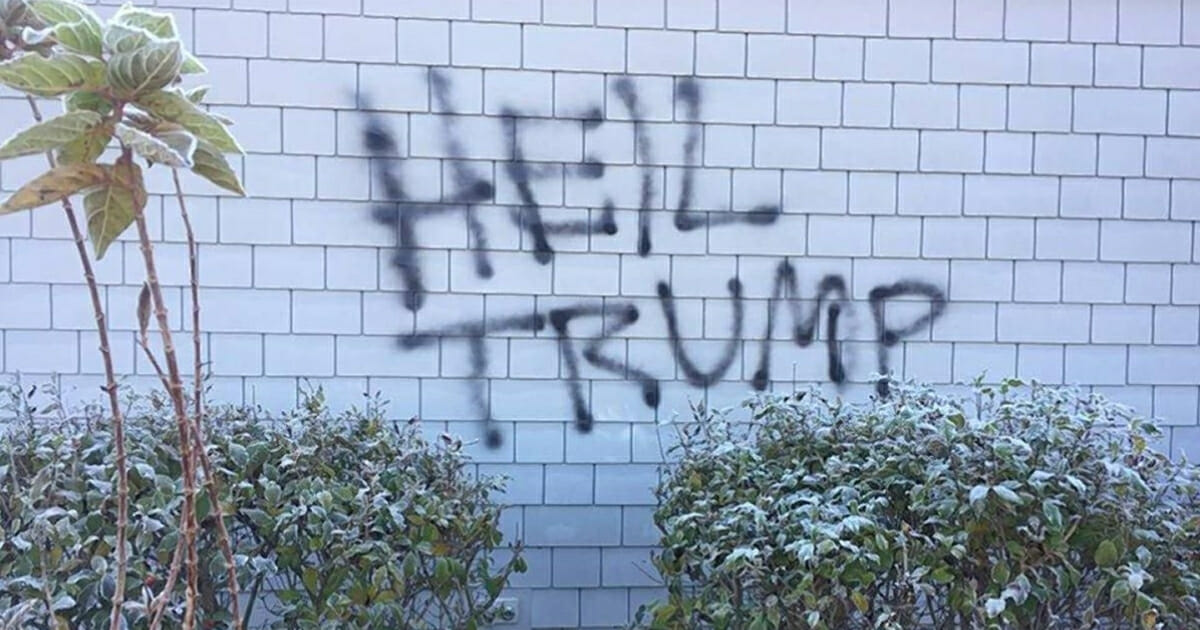 "Heil Trump" graffiti painted on an Episcopal church in Indiana.