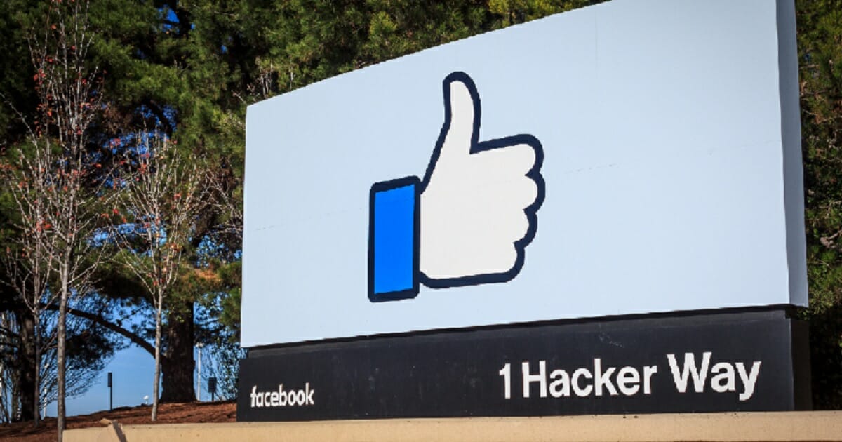 Facebook's famous "thumbs-up" sign greets visitors at the company's headquarters in Menlo Park, California.