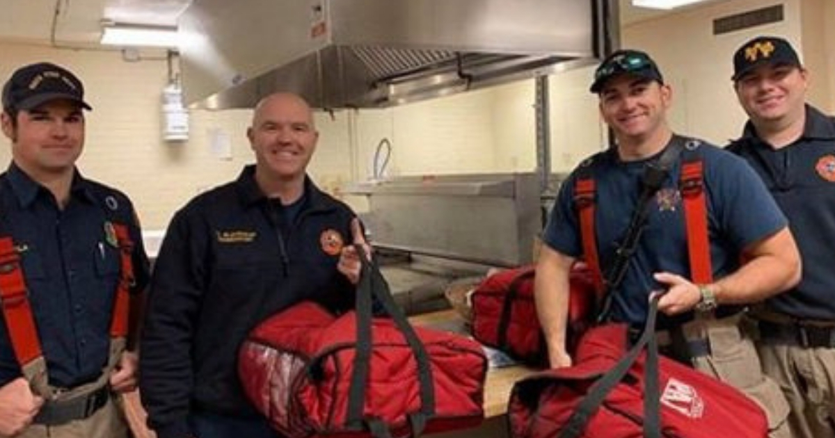 Firefighters Finish Pizza Delivery