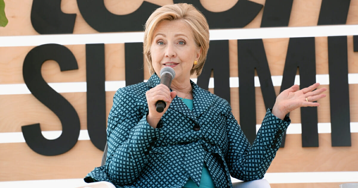 Secretary Hillary Clinton speaks onstage during The Teen Vogue Summit in 2017.