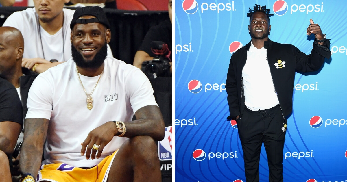 LeBron James, left, attends a 2018 NBA Summer League game on July 15, 2018 in Las Vegas. Antonio Brown, right, attends a Pre-Super Bowl LIII party Feb. 1, 2019 in Atlanta.