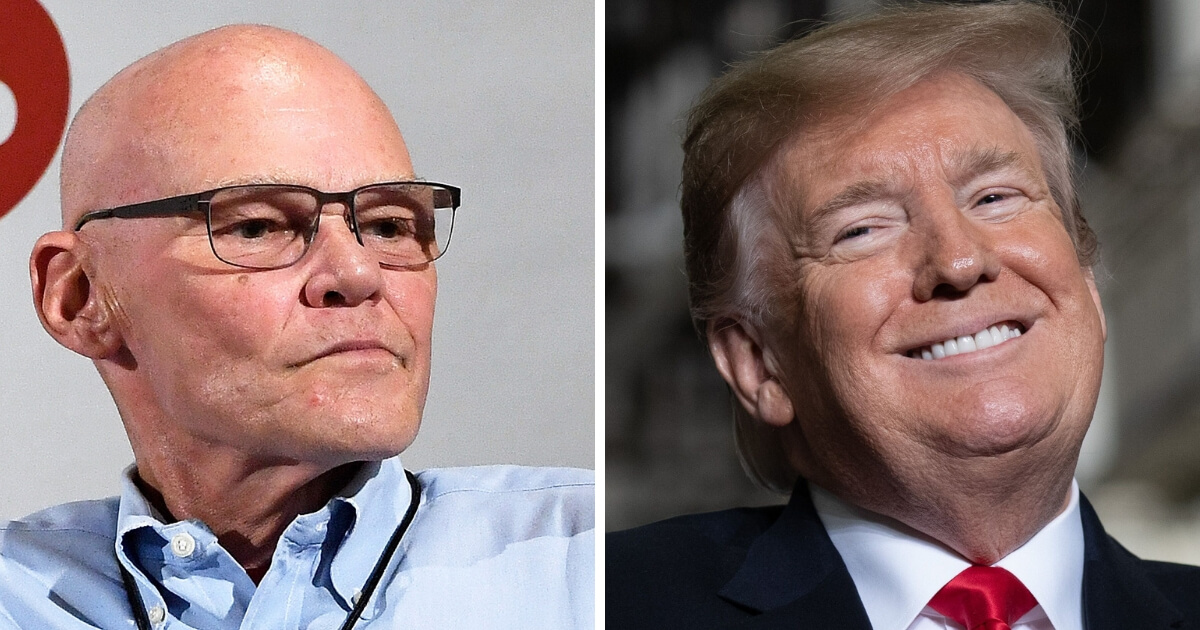 James Carville, left, and President Donald Trump.