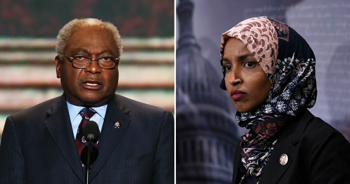 Rep. James E. Clyburn, left, and Rep. Ilhan Omar, right.