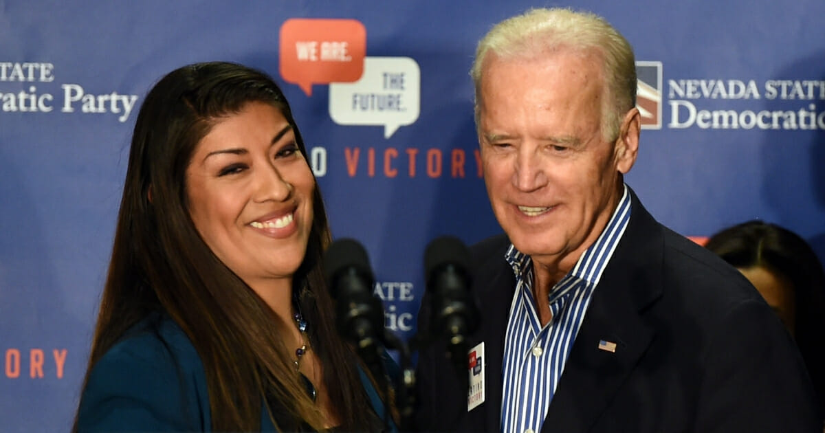 Lucy Flores, the Democratic candidate for lieutenant governor, appears with former Vice President Joe Biden at a get-out-the-vote rally Nov. 1, 2014, in Las Vegas, Nevada