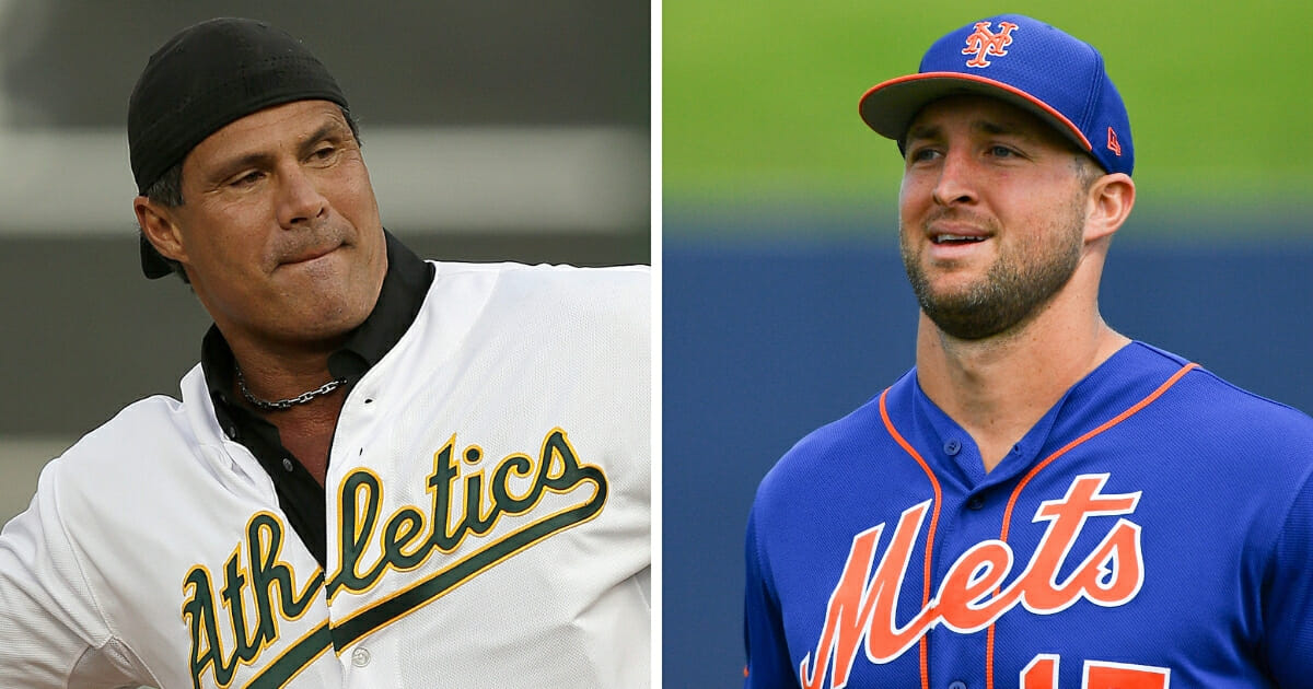 Tim Tebow, left, and Jose Canseco, right.