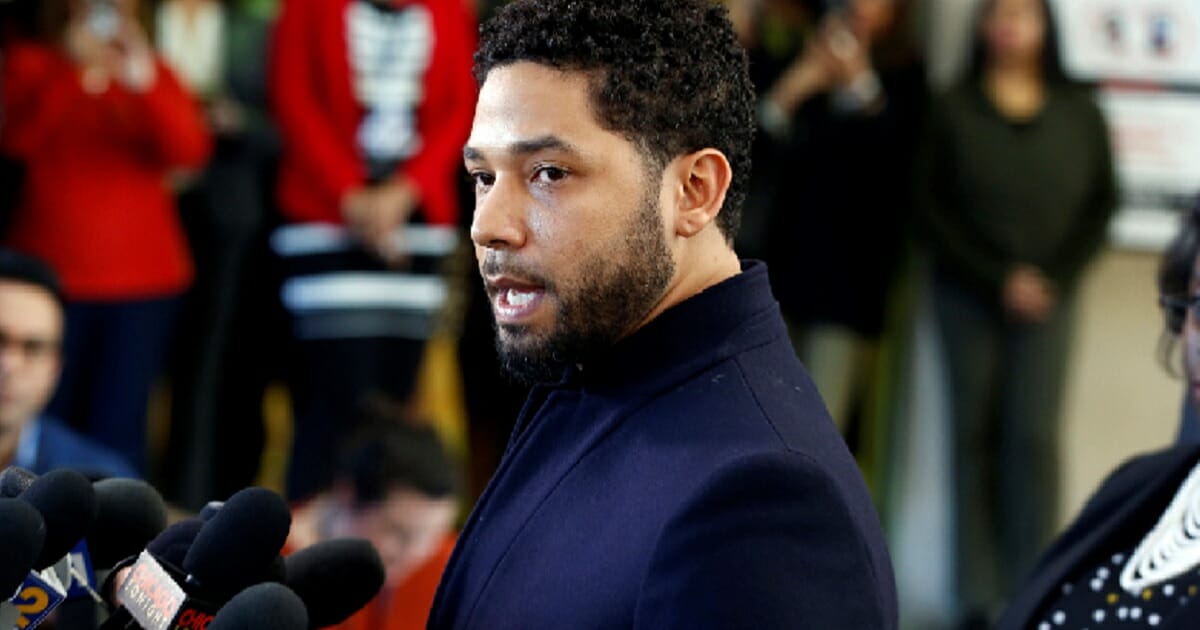 Actor Jussie Smollett addresses the media after charges were dropped against him in Chicago regarding an attack Smollett is accused of faking in Chicago in January.