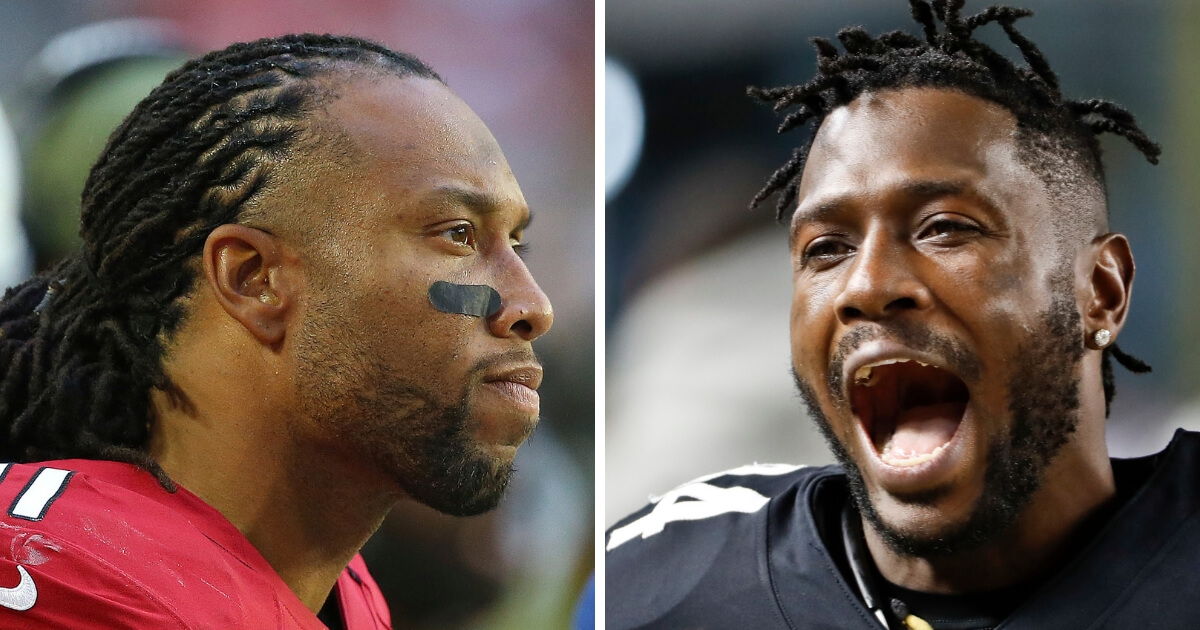 Arizona Cardinals receiver Larry Fitzgerald, left, weighed in on Pittsburgh Steelers wideout Antonio Brown, right.