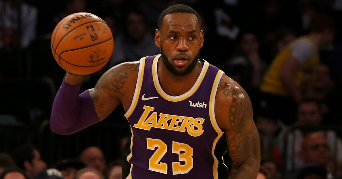LeBron James of the Los Angeles Lakers in action against the New York Knicks at Madison Square Garden on March 17, 2019.