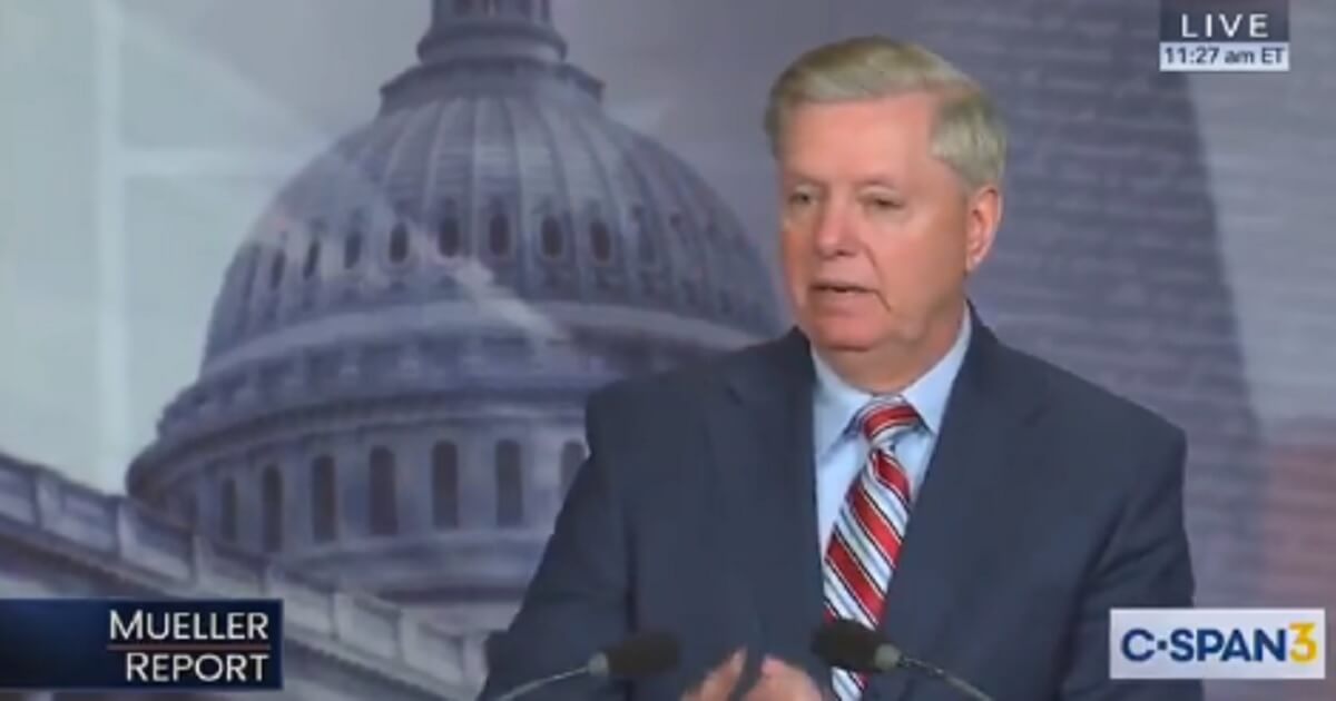 South Carolina Republican Sen. Lindsey Graham addresses a news conference on Capitol Hill on Monday.