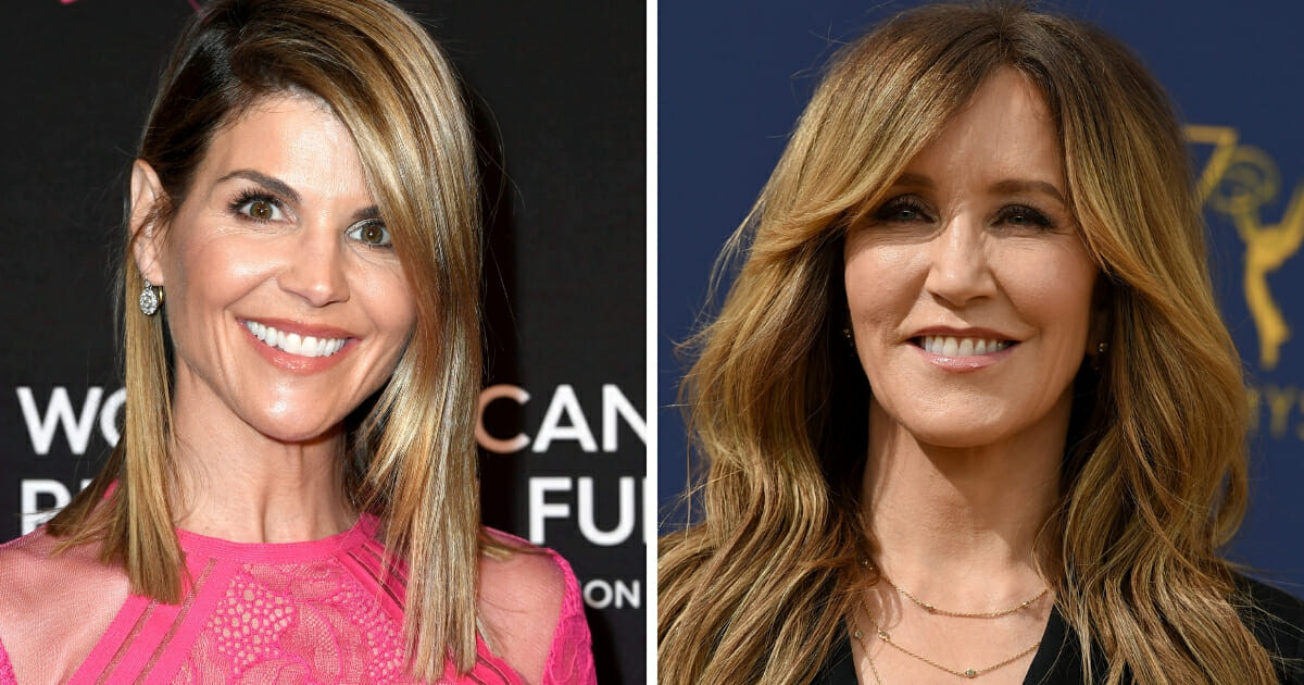 Hollywood actresses Lori Loughlin, left, and Felicity Huffman, right.