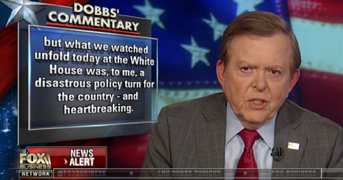 Fox Business Network host Lou Dobbs attacked President Donald Trump on Wednesday over the makeup of the new American Workforce Policy Advisory Board.