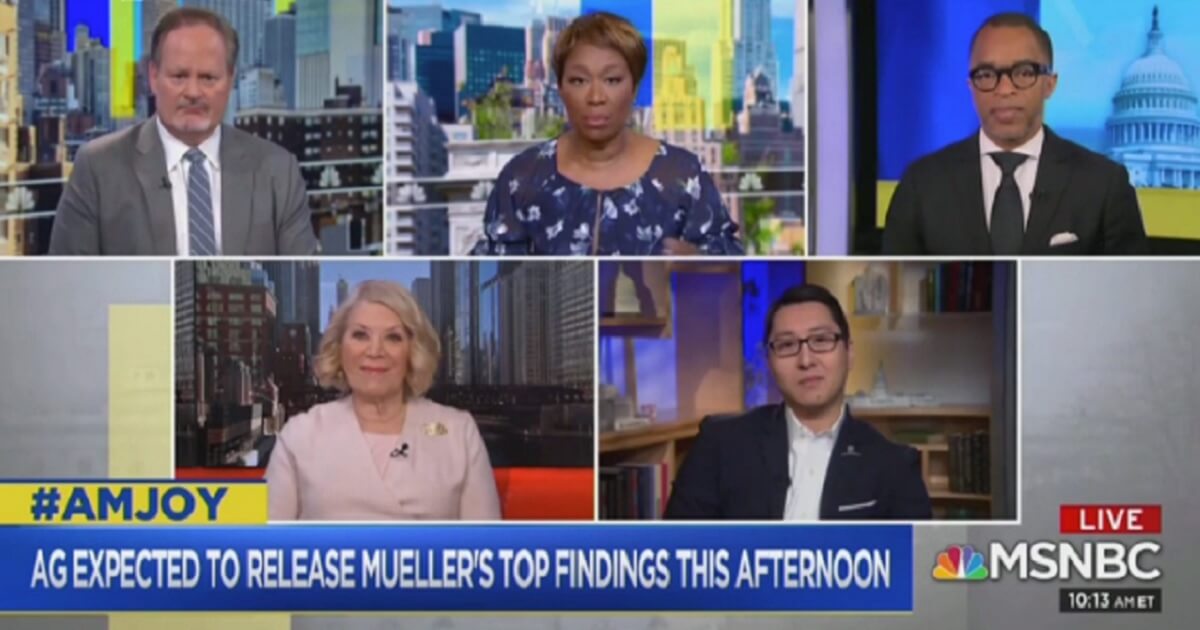 MSNBC's "AM Joy" host Joy Reid, center top, with a panel of guests Sunday morning.