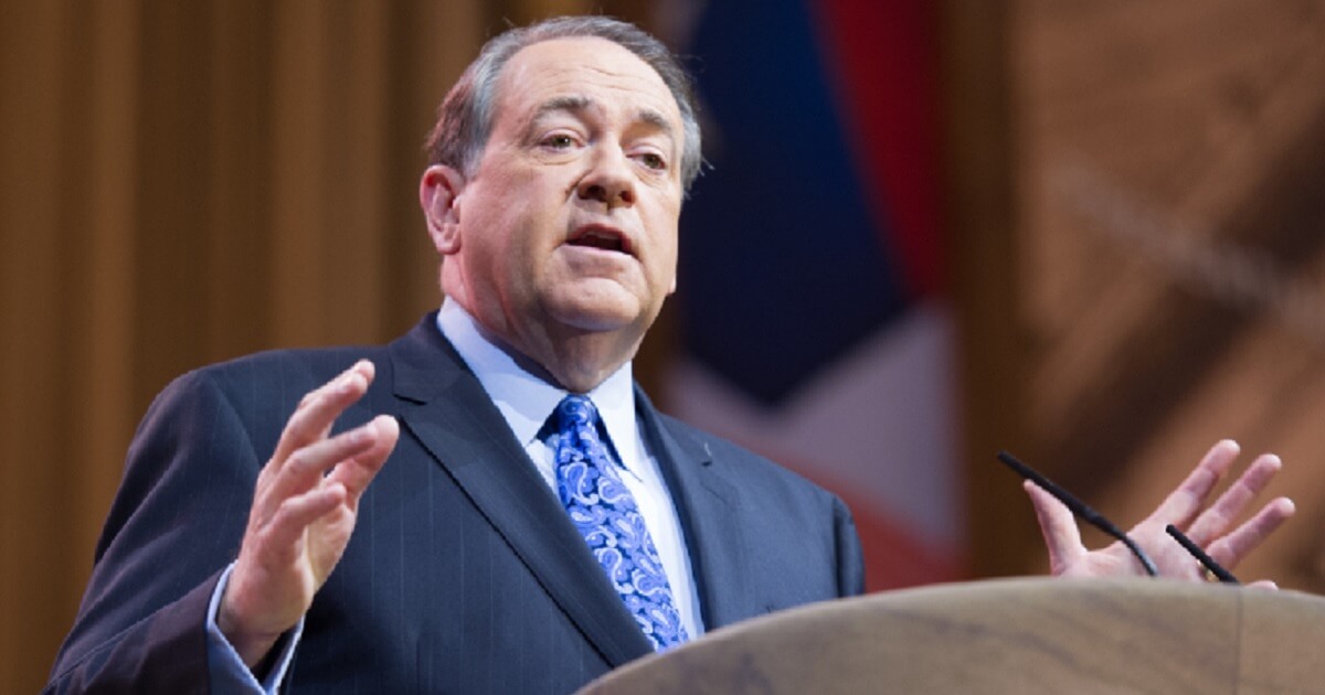 Former Arkansas Gov. Mike Huckabee is pictured in a file photo addressing the Conservative Political Action Conference in March 2014.