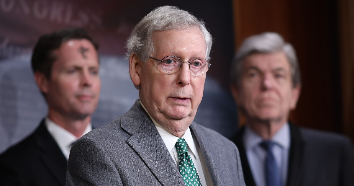 Senate Majority Leader Mitch McConnell speaks on a piece of legislation proposed by the Democratic controlled House of Representatives, H.R. 1, that McConnell calls the “Democrat Politician Protection Act” during a media conference March 6, 2019, in Washington, D.C.