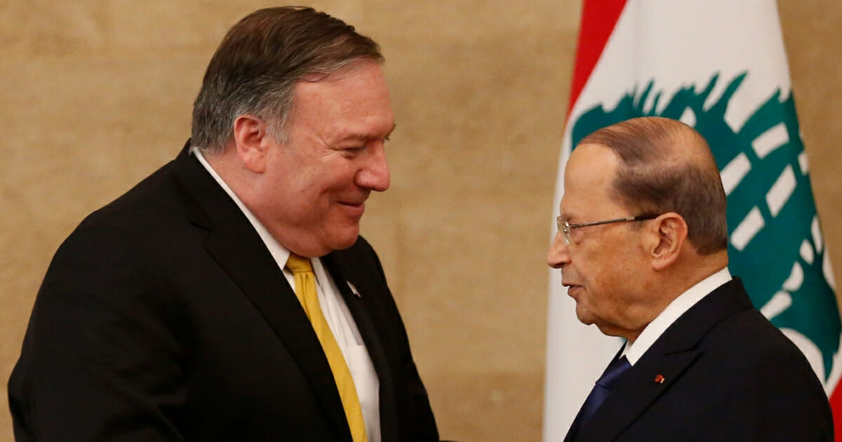 U.S. Secretary of State Mike Pompeo, meets with Lebanese President Michel Aoun in Lebanon, on Friday, March 22, 2019.