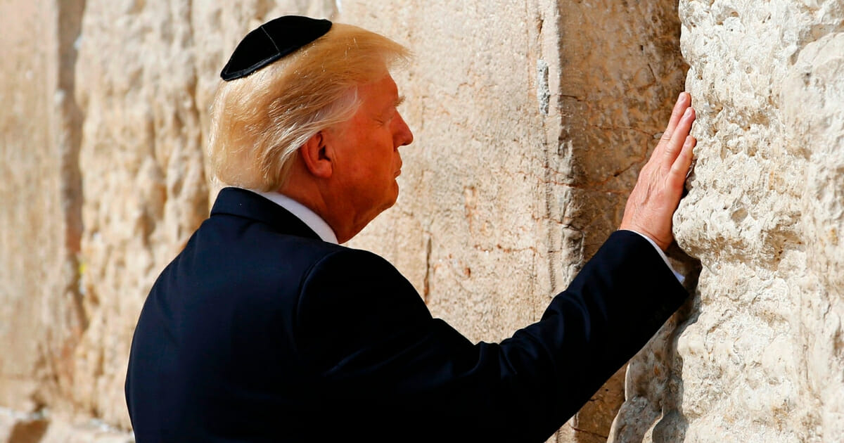President Donald Trump visits the Western Wall in Jerusalem's Old City on May 22, 2017.